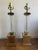 Mid Century Glass Column and Brass Table Lamps - Pair - Hollywood Regency For Sale - Image 4 of 7