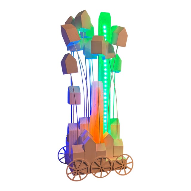 Signed Joe Hemes "Flowering City" Architectural Light Sculpture, 2017, Unique Contemporary Artwork For Sale