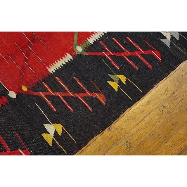 1890s Red Tree of Life Antique European Besserabian Kilim Rug 6'6" X 12'4" Flatweave Wool Carpet For Sale - Image 4 of 9