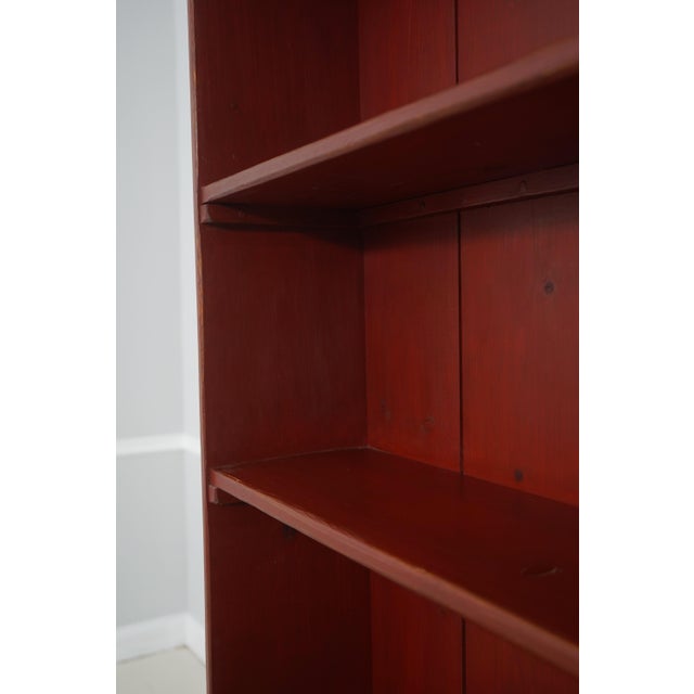 Red Country Red Paint Decorated Step Back Cupboard Hutch For Sale - Image 8 of 15