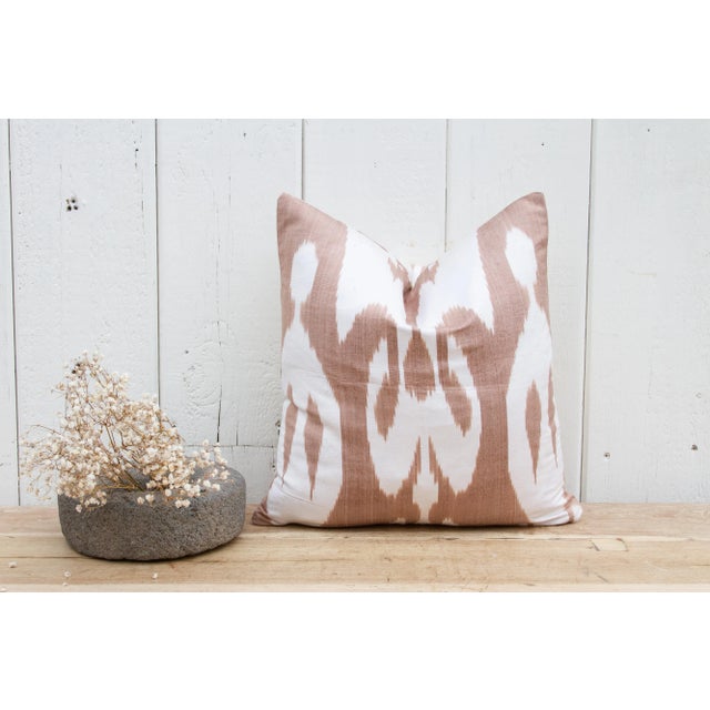 Textile Russet Ikat Silk Pillow For Sale - Image 7 of 8