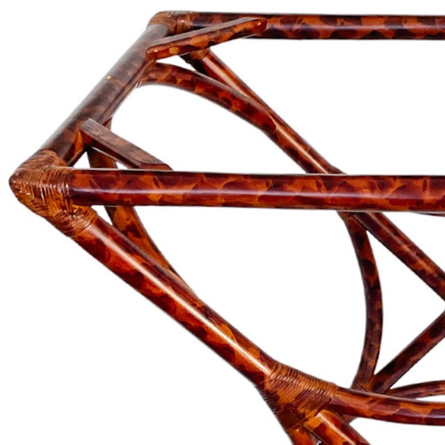 Vintage Tortoiseshell Finish Bamboo and Rattan Tray Table For Sale In San Diego - Image 6 of 11