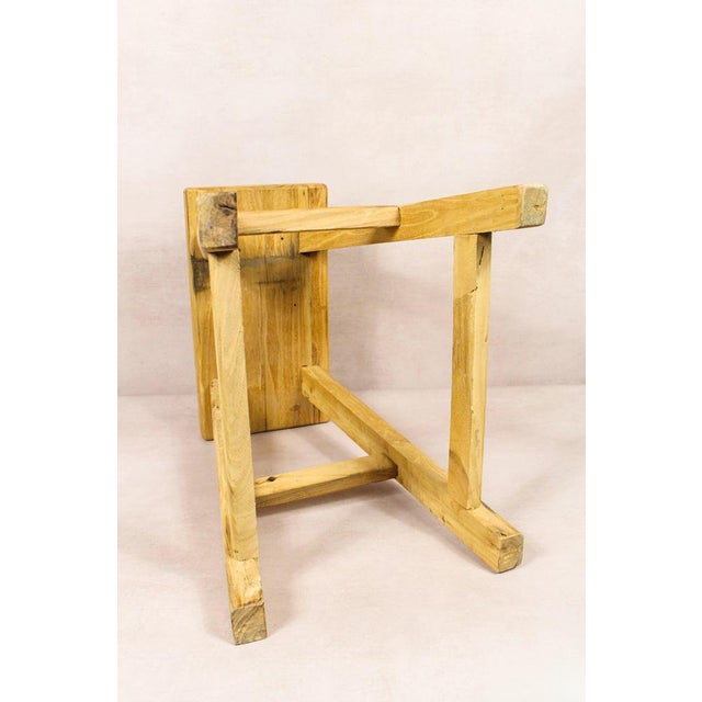 Vintage Rustic Stool in Elm For Sale - Image 4 of 5
