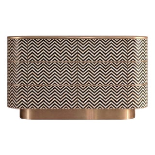 Veyra Chevron Inlay Six-Drawer Dresser - Black by House of Jaipur For Sale
