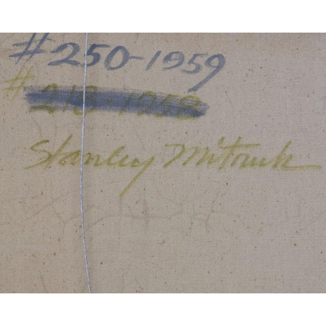 Yellow 1959 “Quince” Oil on Canvas Abstract Still Life Painting Signed by Stanley Mitruck For Sale - Image 8 of 10