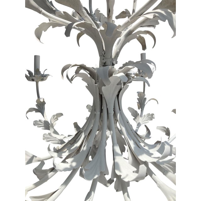 18 Arm Italian Chandelier, Hand-Crafted Metal in White, Mid-Century Modern For Sale - Image 4 of 5