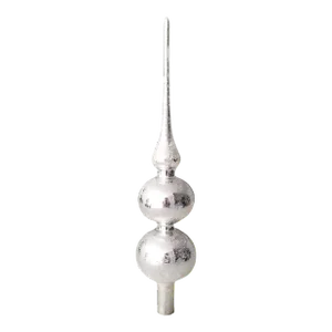 Vintage White Frosted Silver-Tone Tree Topper