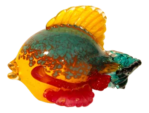 Large Hand Blown Art Glass Yellow Pink and Blue Fish