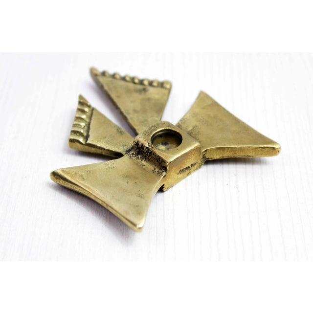 Vintage Bow Tie Candlestick in Brass, 1970s For Sale - Image 6 of 9