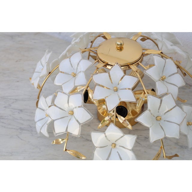 Grace Kelly, Delicious Murano Ceiling Light White Flowers, 1980 For Sale - Image 14 of 16
