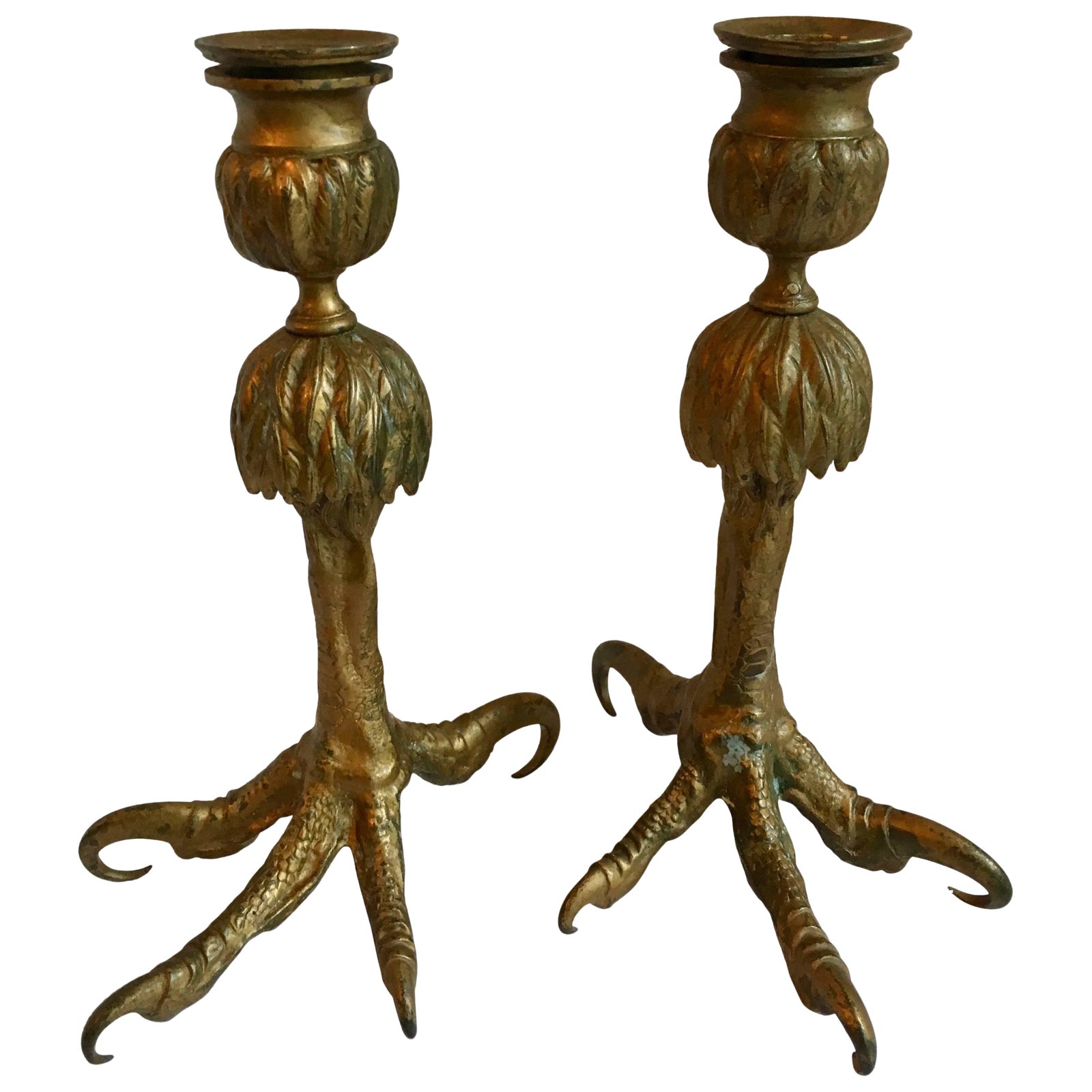 Gold Talon Foot Candle Holders a Pair Chairish