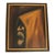 Vintage Framed Moody Portrait Painting of a Hooded Monk For Sale