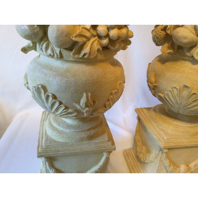 Vintage French Anduze Style Vases With Fruit Sculptures/Topiary, a Pair For Sale - Image 12 of 18