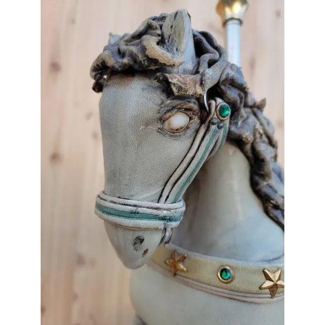 Modern Vintage Leather Carousel Horse Signed by Teresa Corning For Sale - Image 3 of 12