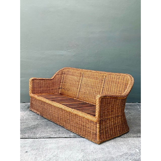 Vintage Boho Braided Rattan Sofa For Sale - Image 12 of 12