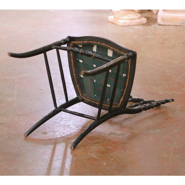 Black Napoleon III French Ebonized Side Chair With Gilt Decoration and Leather Seat For Sale - Image 8 of 8