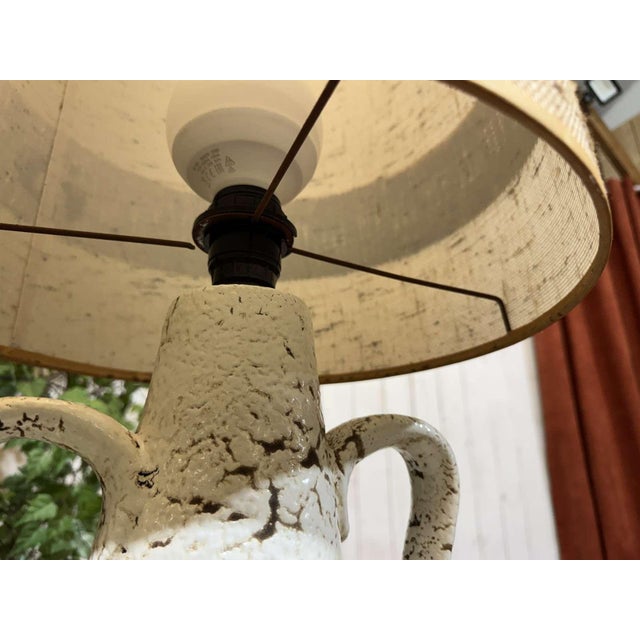 White Ceramic Lamp with Lampshade, 1970s For Sale - Image 14 of 17