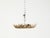 Gold Mid 20th Century Spanish Gilt Metal Crown Chandelier with Leaves and Frosted Glass For Sale - Image 8 of 8
