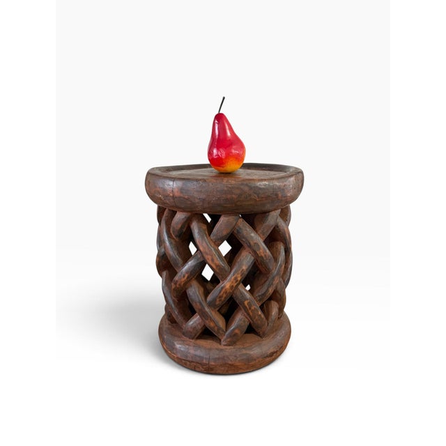 1980s Vintage Tribal Nobility Bamileke Braided Stool/Table Cameroon 15" H For Sale - Image 5 of 9