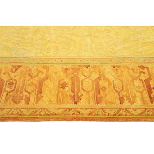 2010s 9 X 12 Handmade Modern Tibetan Wool & Silk Rug in Warm Golden With Traditional Deisgn For Sale - Image 5 of 10