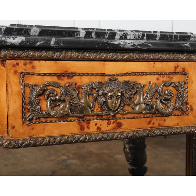 Neoclassical 19th Century Empire-Style Console Table - Gilt Bronze Mounts - Black Marble Top For Sale - Image 3 of 7