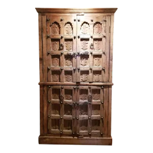 1980s Armoire Cabinet Made With Antique Doors and Iron Details
