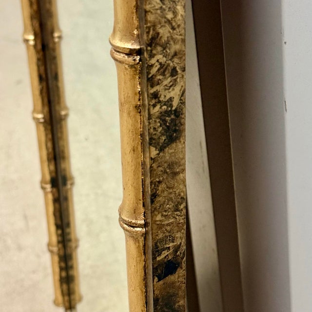 Vintage Palm Beach Regency Faux Bamboo Parcel Gilt Faux Tortoiseshell Wall Mirror - Newly Painted For Sale - Image 10 of 12