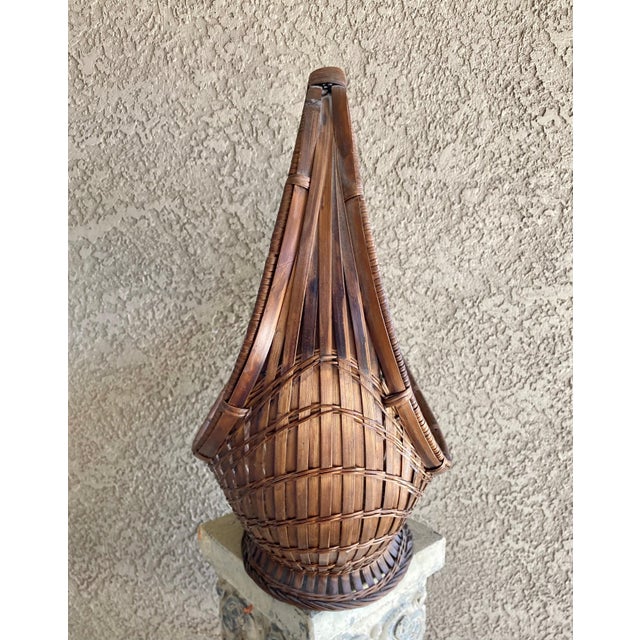 Mid 20thCentury NicelySized Rattan Pedestal Gondola Basket Chairish