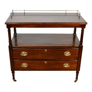1950s Vintage Mahogany Two Tier and 2 Drawers Rolling Buffet Server Cart For Sale