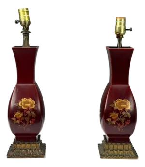 Japanese, Copper, Lacquered Metal, Brass, Maruni Vase Table Lamps, Japan, 1960s