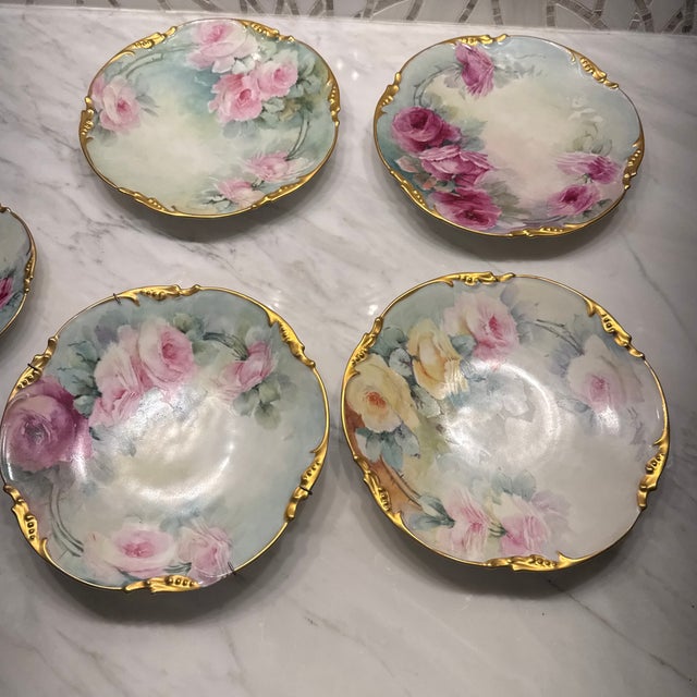 Art Nouveau French Limoges Hand Painted Porcelain Plates For Sale - Image 3 of 12