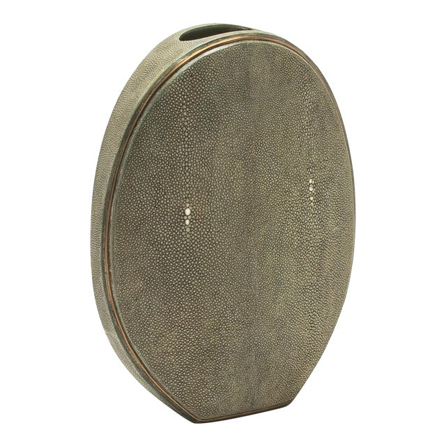 Shagreen Vase With Brass Details by R&y Augousti For Sale