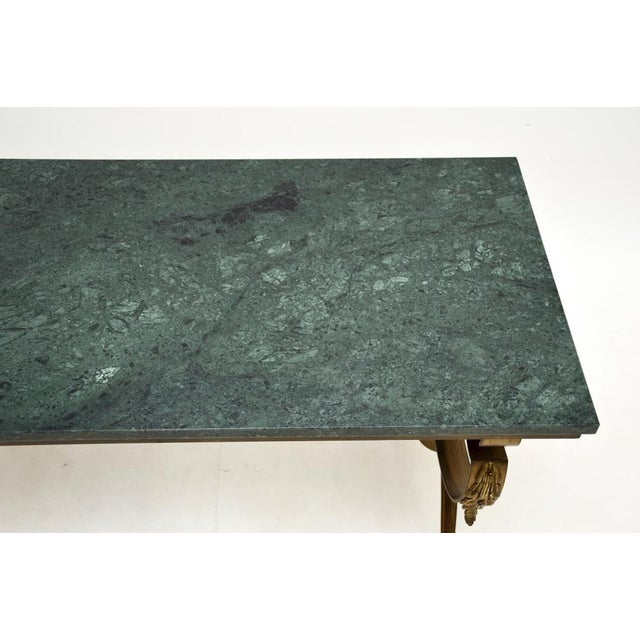 1930s French Brass Coffee Table with Marble Top, 1930s For Sale - Image 5 of 9