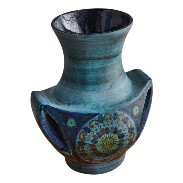 French Blue Ceramic Vase by Jean de Lespinasse, 1960s For Sale