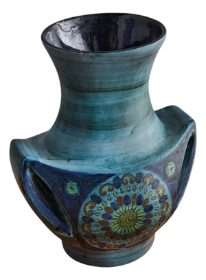 French Blue Ceramic Vase by Jean de Lespinasse, 1960s