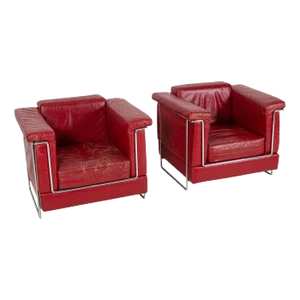 Set of Mid-Century Leather Armchairs
