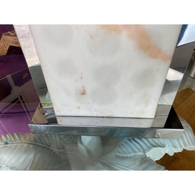 Curtis Jere Vintage Mid-Century Modern Curtis Jere Chrome & Marble Restored Table Lamp For Sale - Image 4 of 7