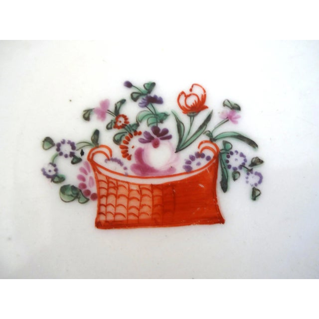 Ceramic Antique 18th Century Chinese Export Porcelain Famille Rose Flower Basket Teacup and Saucer For Sale - Image 7 of 11