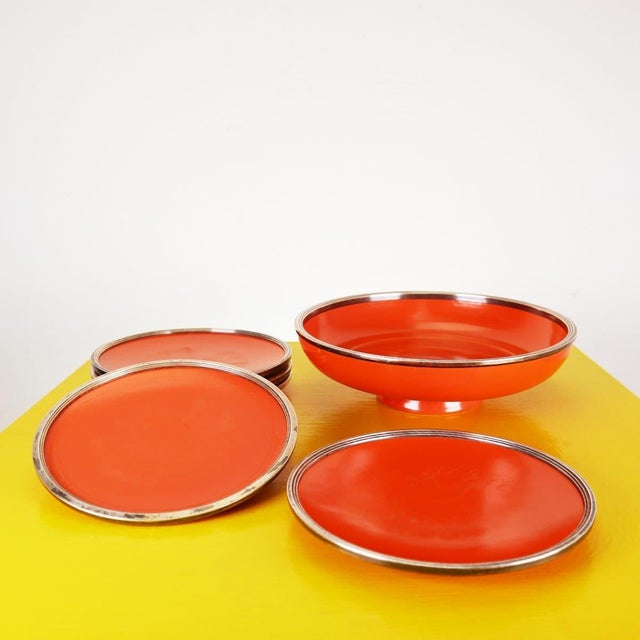 Vintage German Centerpiece with Plates from Karlsruhe, 1960s, Set of 6 For Sale - Image 13 of 13