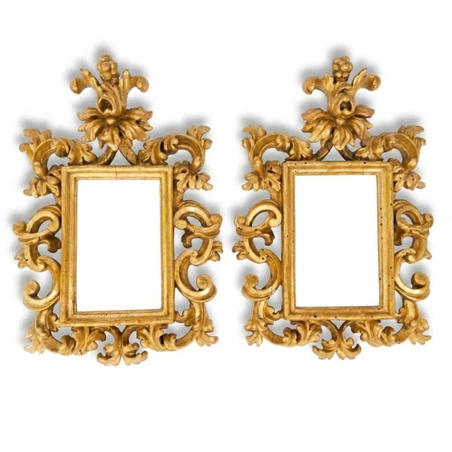 Antique Baroque Italian Carved and Gilded Frames, 1750s, Set of 2 For Sale - Image 11 of 11