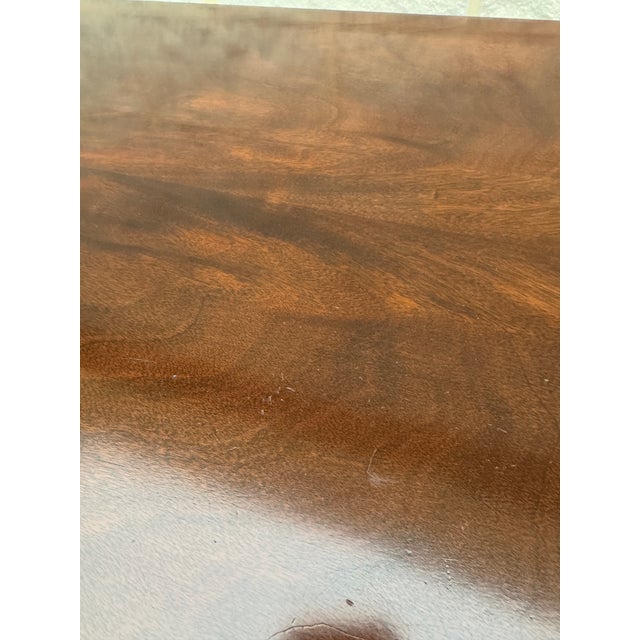 Large Vintage Federal Style Mahogany Sideboard Buffet With Tapered Legs and Original Brass Hardware For Sale - Image 9 of 12