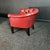 Red Leather Button Back Armchair, 1985 For Sale - Image 3 of 8