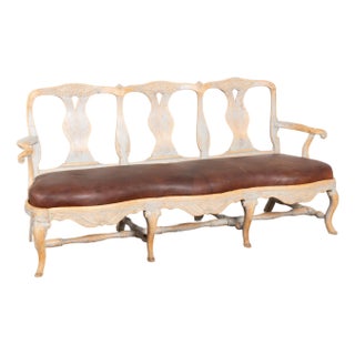 Early 19th Century Swedish Rococo Painted Pine Bench Settee For Sale