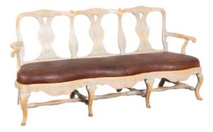 Early 19th Century Swedish Rococo Painted Pine Bench Settee