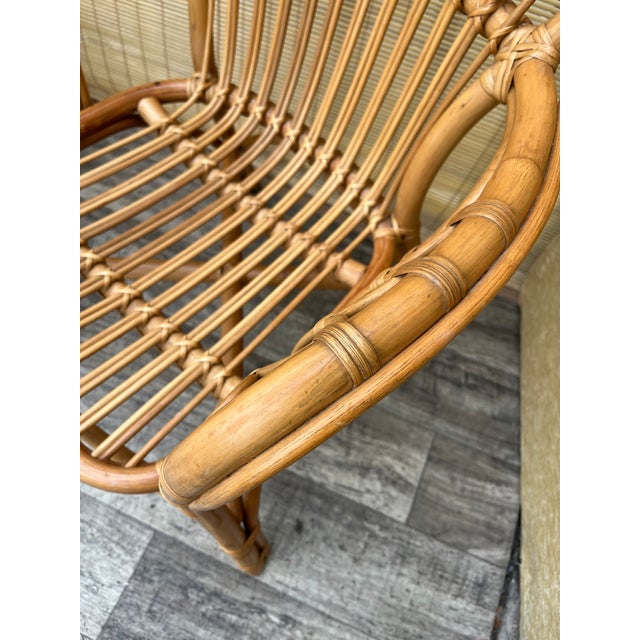 A Pair of Rattan Fan Back Lounge Chairs in the Franco Albini's Style. Circa 1980s For Sale - Image 14 of 18