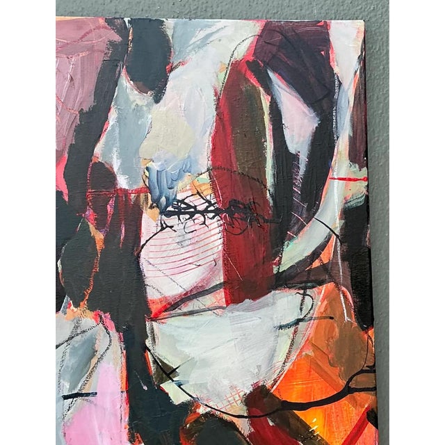 Wood Vintage Abstract Expressionist Oil Painting on Canvas For Sale - Image 7 of 12
