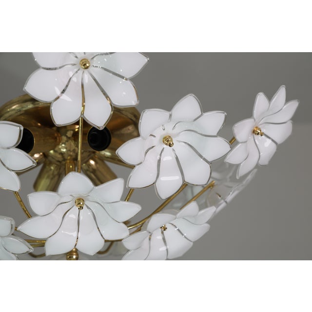 1980s Audrey Hepburn, Delicious Murano Glass Ceiling Light White Wall Light Flowers For Sale - Image 12 of 16