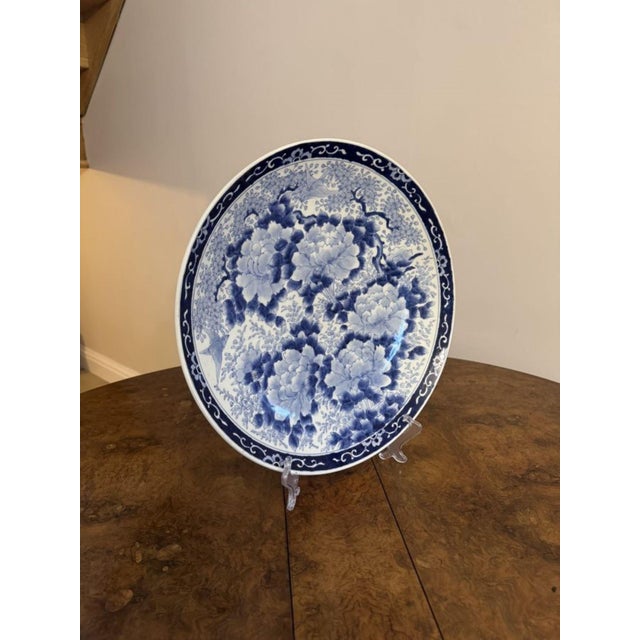 1900 - 1909 Antique Japanese Imari Blue and White Chargers, 1900s, Set of 2 For Sale - Image 5 of 7