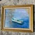 Figurative Vintage Boho Small Boat Seascape Original Oil on Canvas For Sale - Image 3 of 4