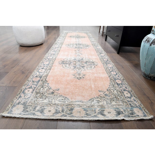 Textile 1970s Vintage Handmade Wool Cotton Orange Runner Rug For Sale - Image 7 of 11